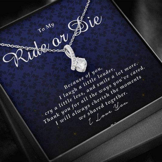 Ribbon Pendant Necklace, To My Ride or Die