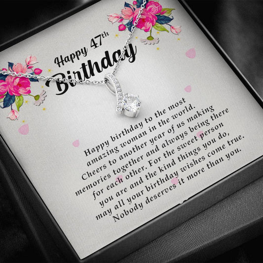 Petite Ribbon Pendant Necklace, Happy 47th Birthday