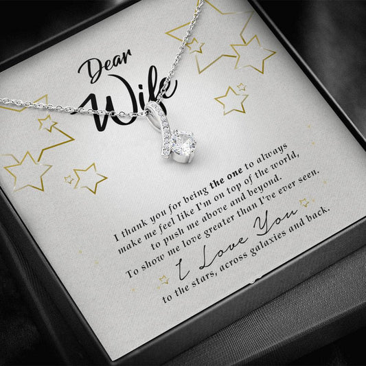 Wife Gift, Petite Ribbon Pendant Necklace