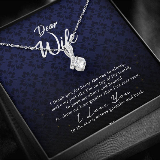 Wife Gift, Petite Ribbon Pendant Necklace