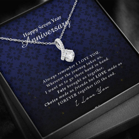 Petite Ribbon Pendant Necklace, Seven Year Anniversary Gift