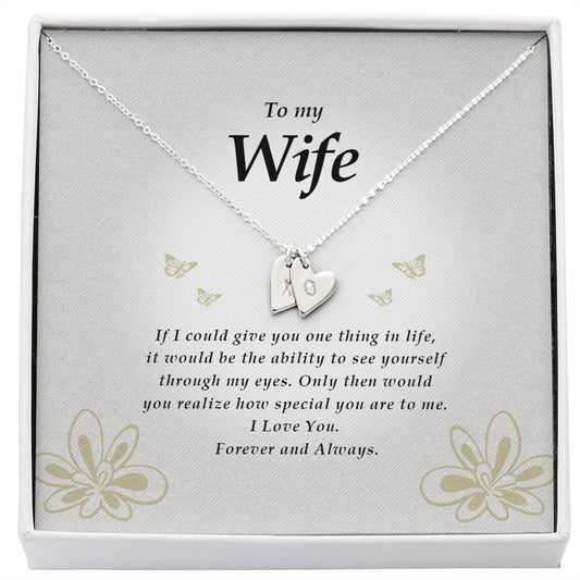 Wife Necklace, Initials Heart Necklace