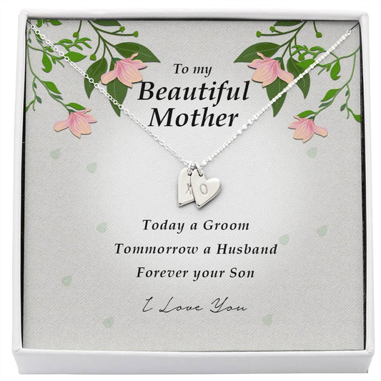 Engraved Mom Necklace, Initials Heart Necklace, Personalized Jewelry