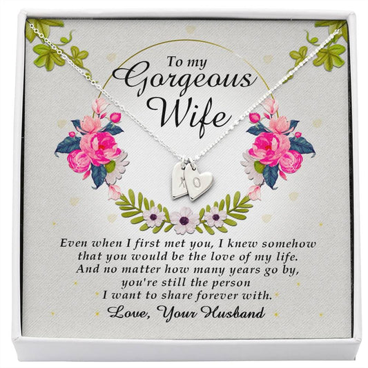 Wife Jewelry, Initials Heart Necklace