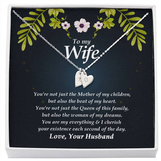 Engraved Wife Necklace, Initials Heart Necklace, Personalized Jewelry