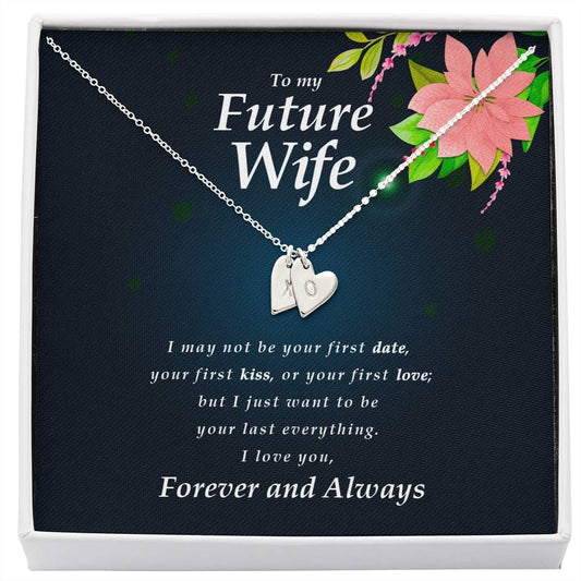 Engraved Wife Necklace, Initials Heart Necklace, Personalized Jewelry