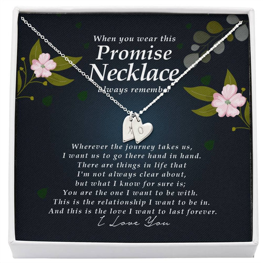 Engraved Promise Necklace, Initials Heart Necklace, Personalized Jewelry