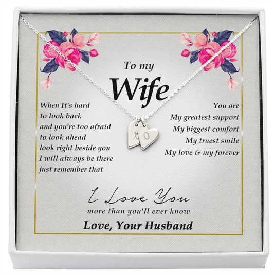 Wife Jewelry, Initials Heart Necklace