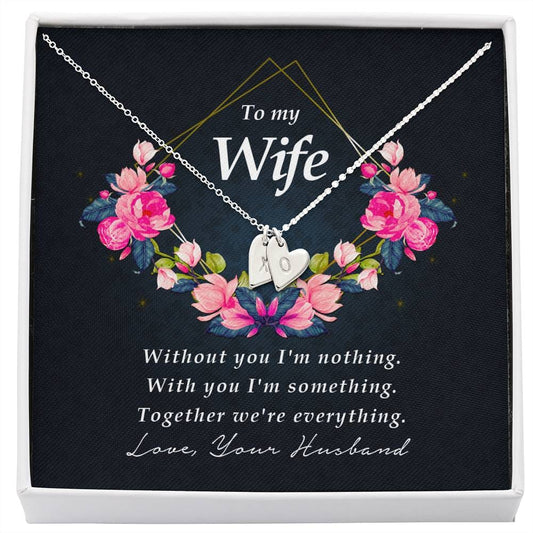 Wife Jewelry, Initials Heart Necklace