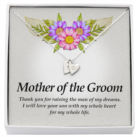 Engraved Mother of the Groom Necklace, Initials Heart Necklace, Personalized Jewelry