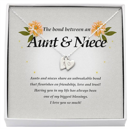Engraved Aunt & Niece Necklace, Initials Heart Necklace, Personalized Jewelry