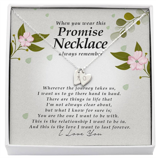 Engraved Promise Necklace, Initials Heart Necklace, Personalized Jewelry
