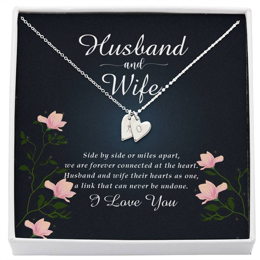 Initials Heart Necklace, Jewelry for Wife from Husband