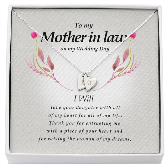 Engraved Mother In Law Necklace, Initials Heart Necklace, Personalized Jewelry