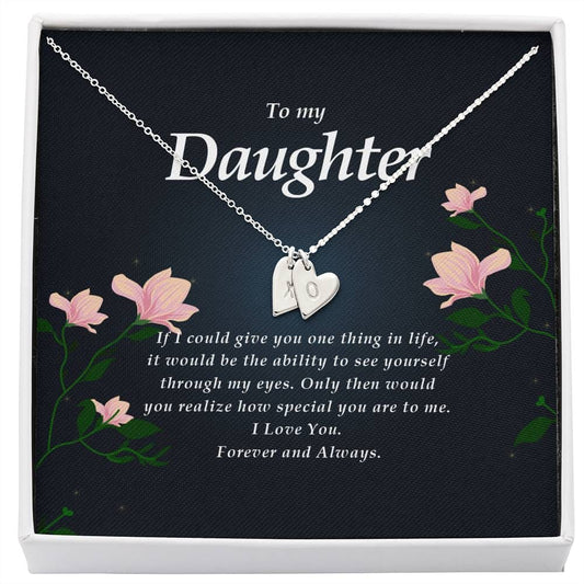 Daughter Necklace, Initials Heart Necklace
