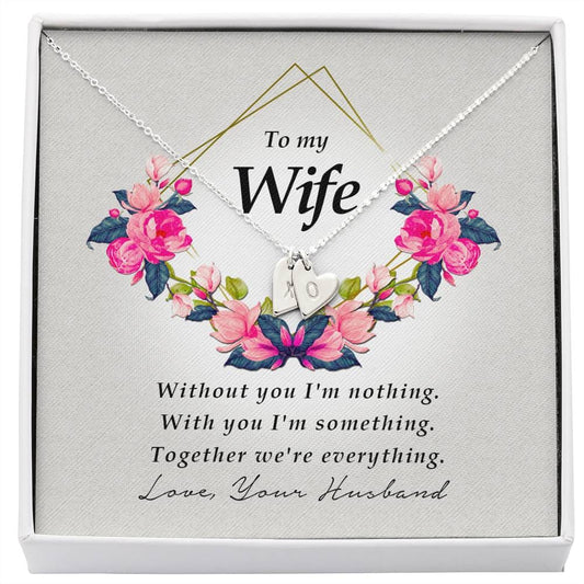 Wife Jewelry, Initials Heart Necklace