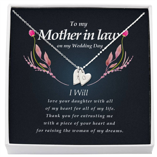 Engraved Mother In Law Necklace, Initials Heart Necklace, Personalized Jewelry