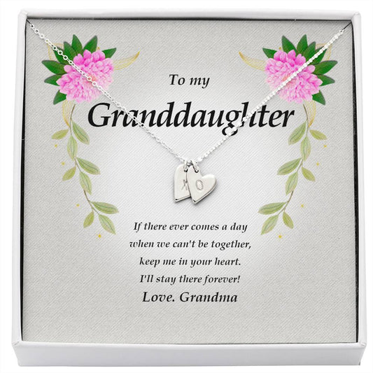 Engraved Granddaughter Necklace, Initials Heart Necklace, Personalized Jewelry