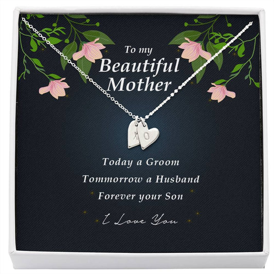 Engraved Mom Necklace, Initials Heart Necklace, Personalized Jewelry