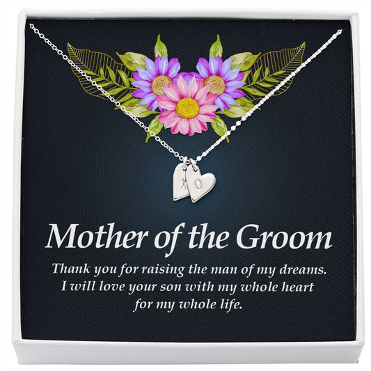 Engraved Mother of the Groom Necklace, Initials Heart Necklace, Personalized Jewelry