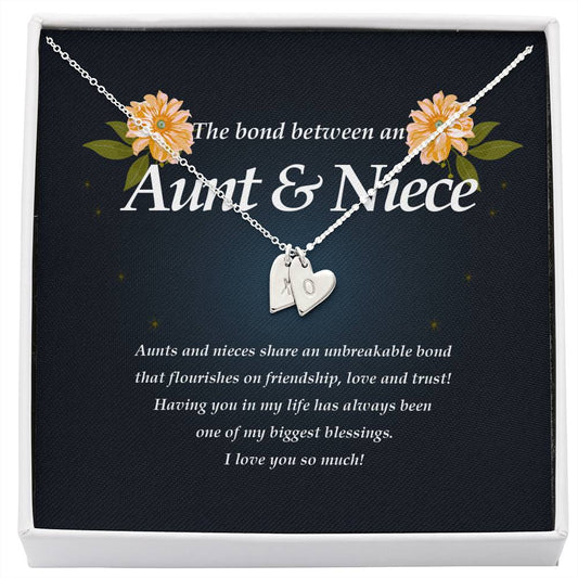 Engraved Aunt & Niece Necklace, Initials Heart Necklace, Personalized Jewelry