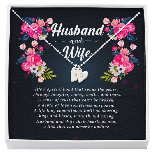 Wife Jewelry, Initials Heart Necklace