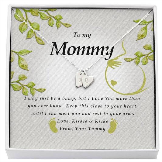 Engraved Mommy Necklace, Initials Heart Necklace, Personalized Jewelry