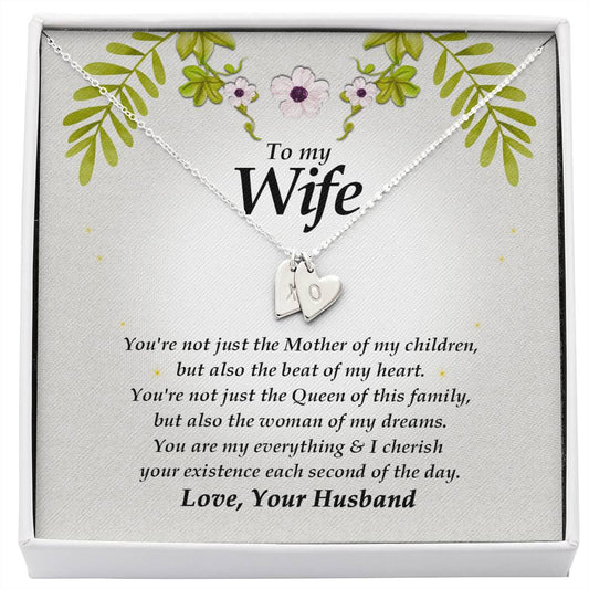 Engraved Wife Necklace, Initials Heart Necklace, Personalized Jewelry