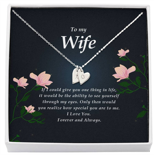 Wife Necklace, Initials Heart Necklace