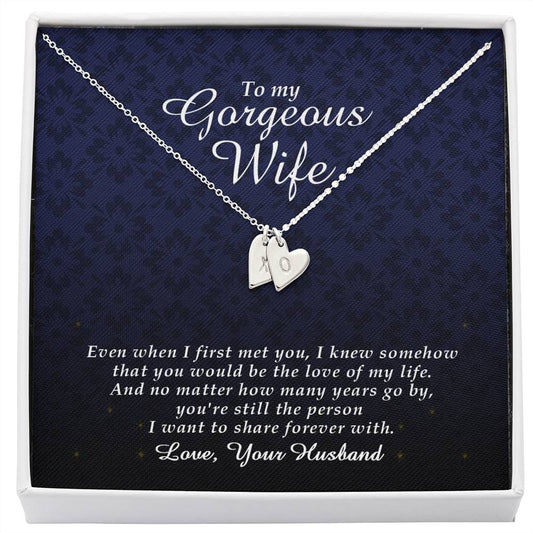 Wife Jewelry, Initials Heart Necklace