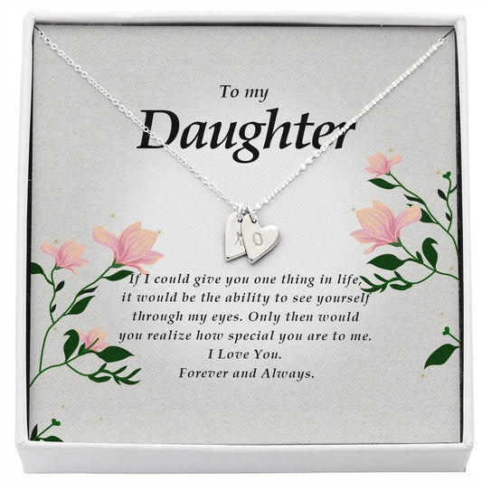 Daughter Necklace, Initials Heart Necklace