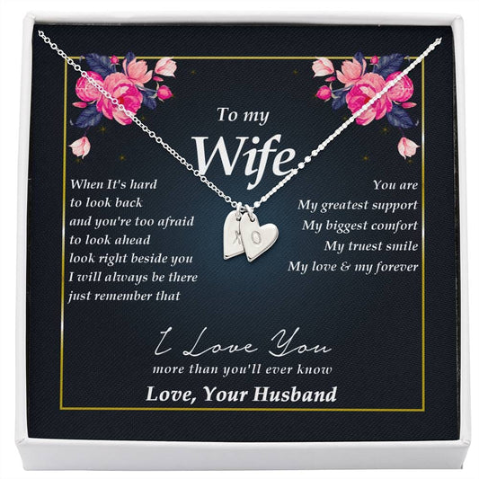 Wife Jewelry, Initials Heart Necklace