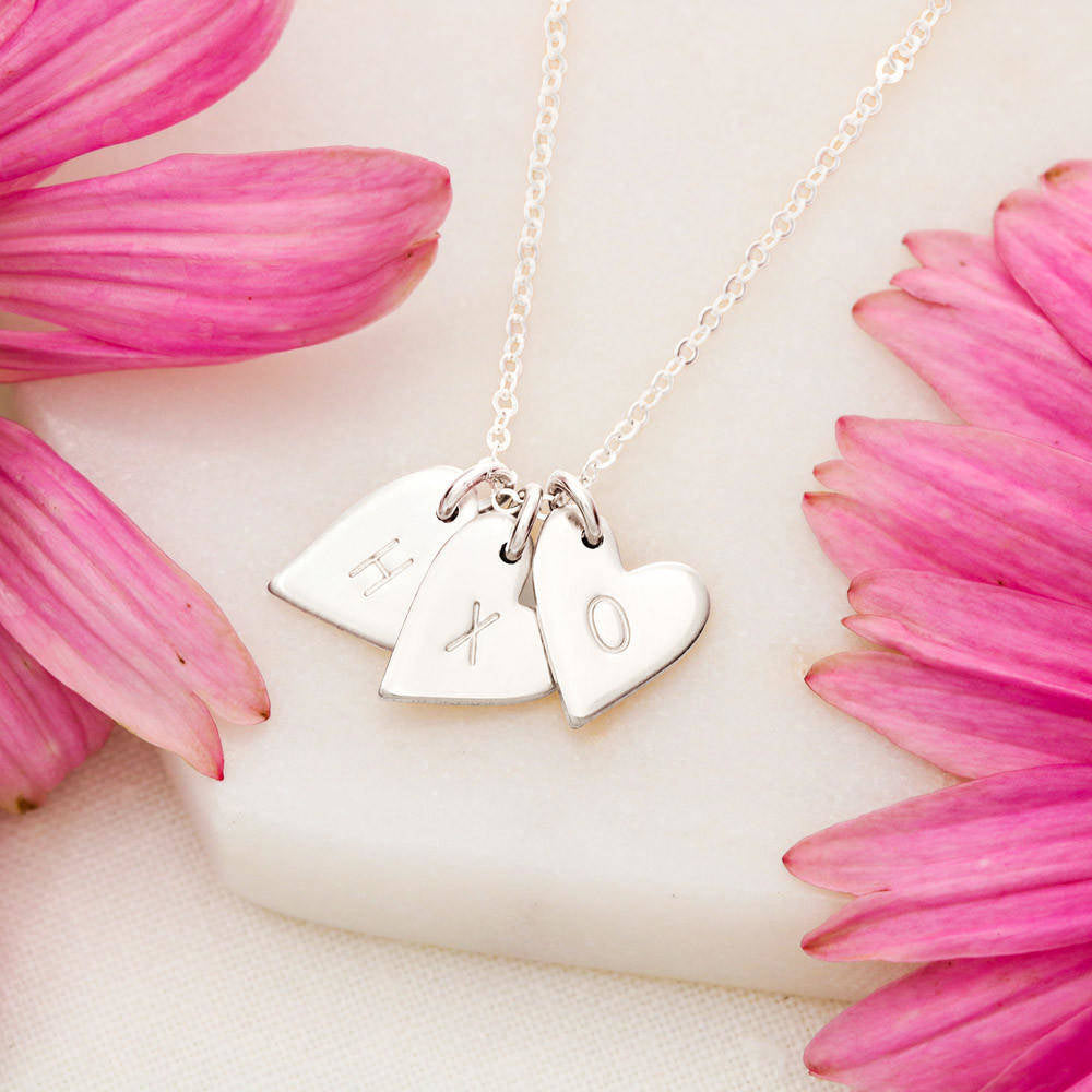 Initials Heart Necklace, Happy 45th Birthday
