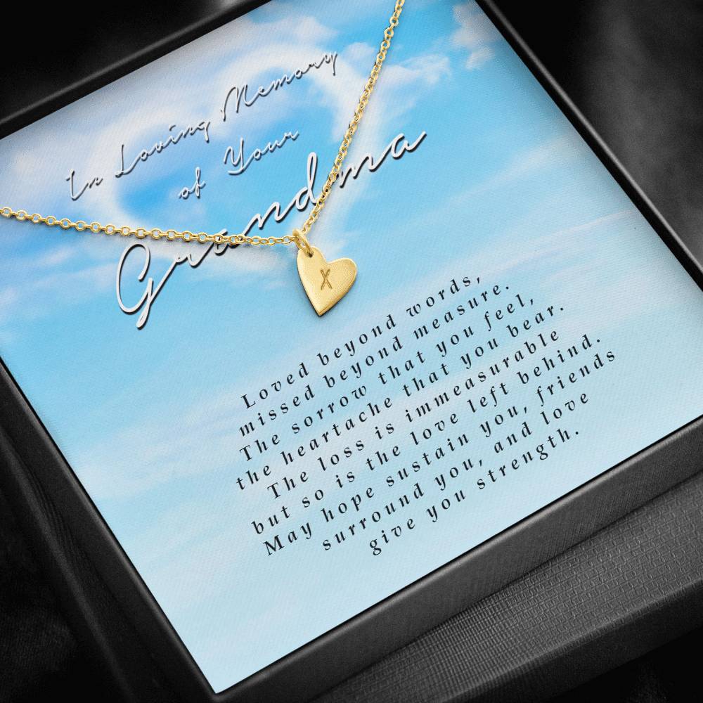 Engraved Heart Necklace, Memorial Gift For Loss of Grandma