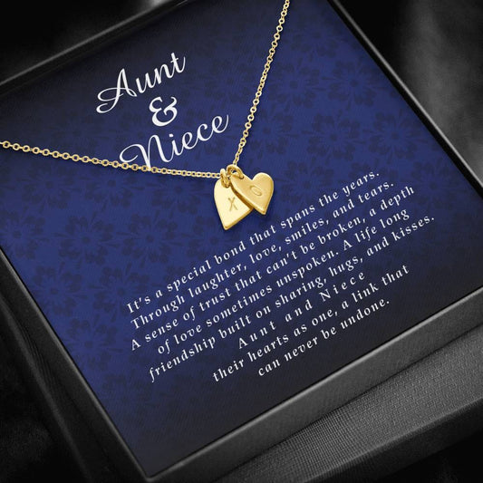Aunt and Niece Initials Heart Necklace