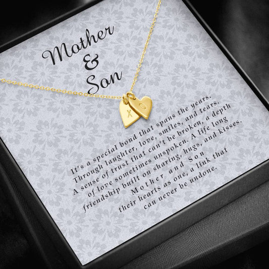 Mother Gift from Son, Initials Heart Necklace