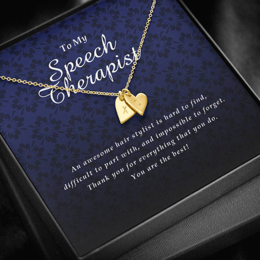 Initials Heart Necklace, To My Speech Therapist