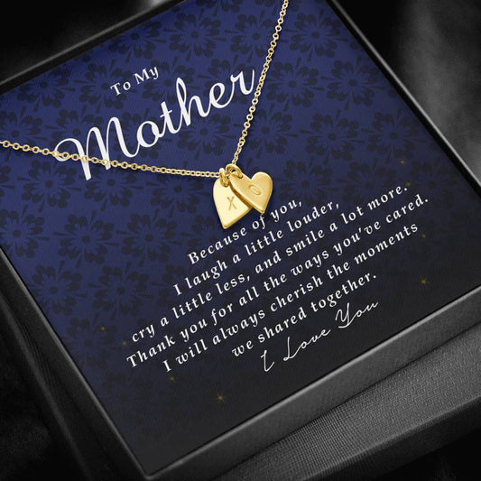 Initials Heart Necklace, Engraved Necklace for Mother