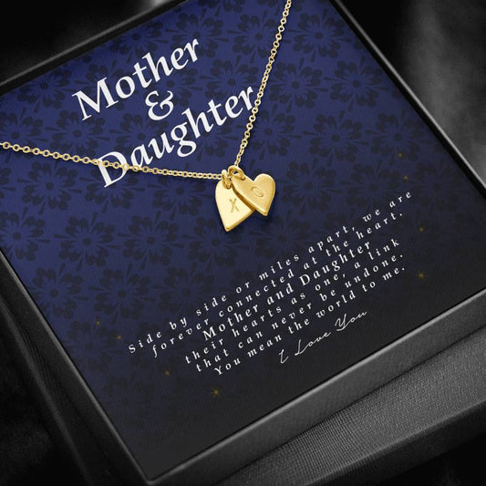 Engraved Heart Necklace, Mother and Daughter Gift