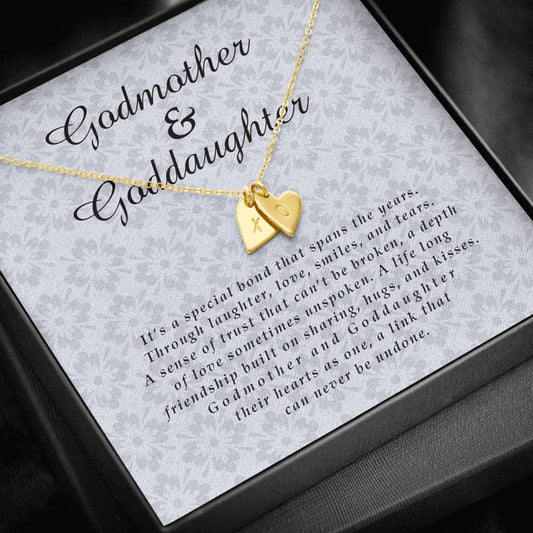 Godmother and Goddaughter Gift, Initials Heart Necklace