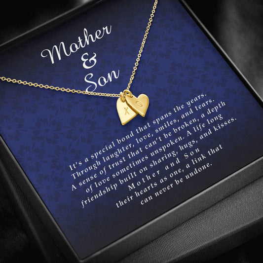 Mother and Son Initials Heart Necklace