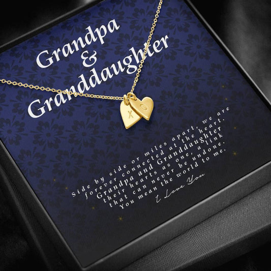 Engraved Heart Necklace, Grandpa and Granddaughter Gift