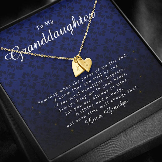 Initials Heart Necklace, Gift for Granddaughter from Grandpa
