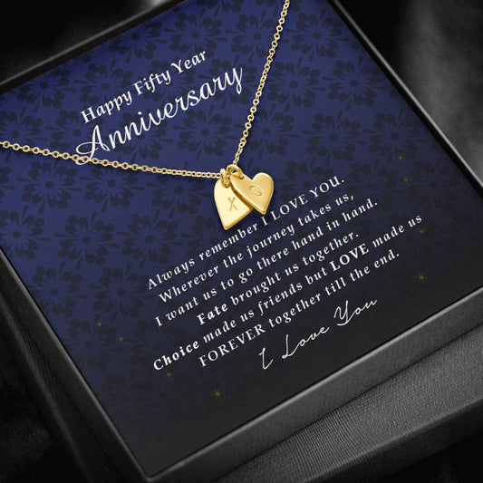 Initials Heart Necklace, Happy Fifty Year Anniversary