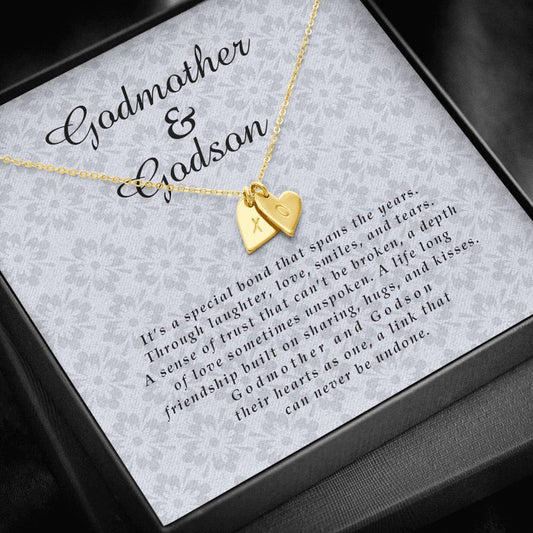 Godmother Gift from Godson, Initials Heart Necklace