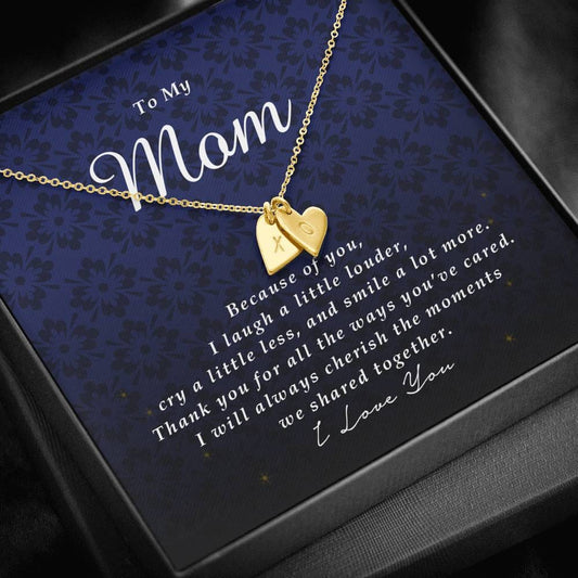 Initials Heart Necklace, Engraved Necklace for Mom