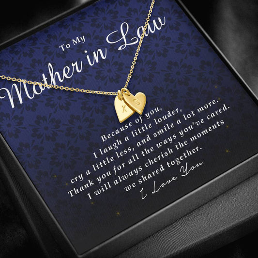 Initials Heart Necklace, To My Mother In Law
