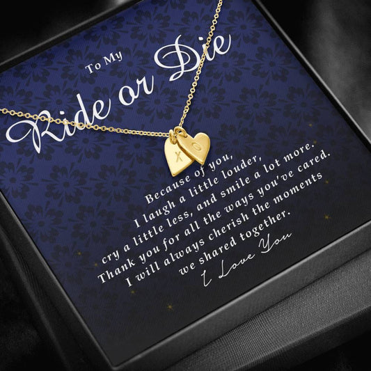 Initials Heart Necklace, Engraved Necklace for My Ride or Die