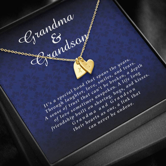 Grandma and Grandson Initials Heart Necklace
