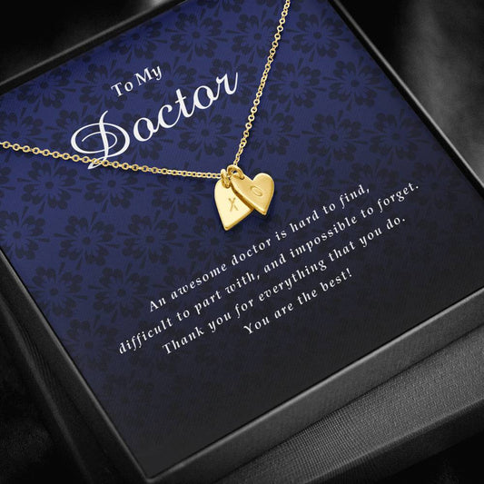 Initials Heart Necklace, To My Doctor